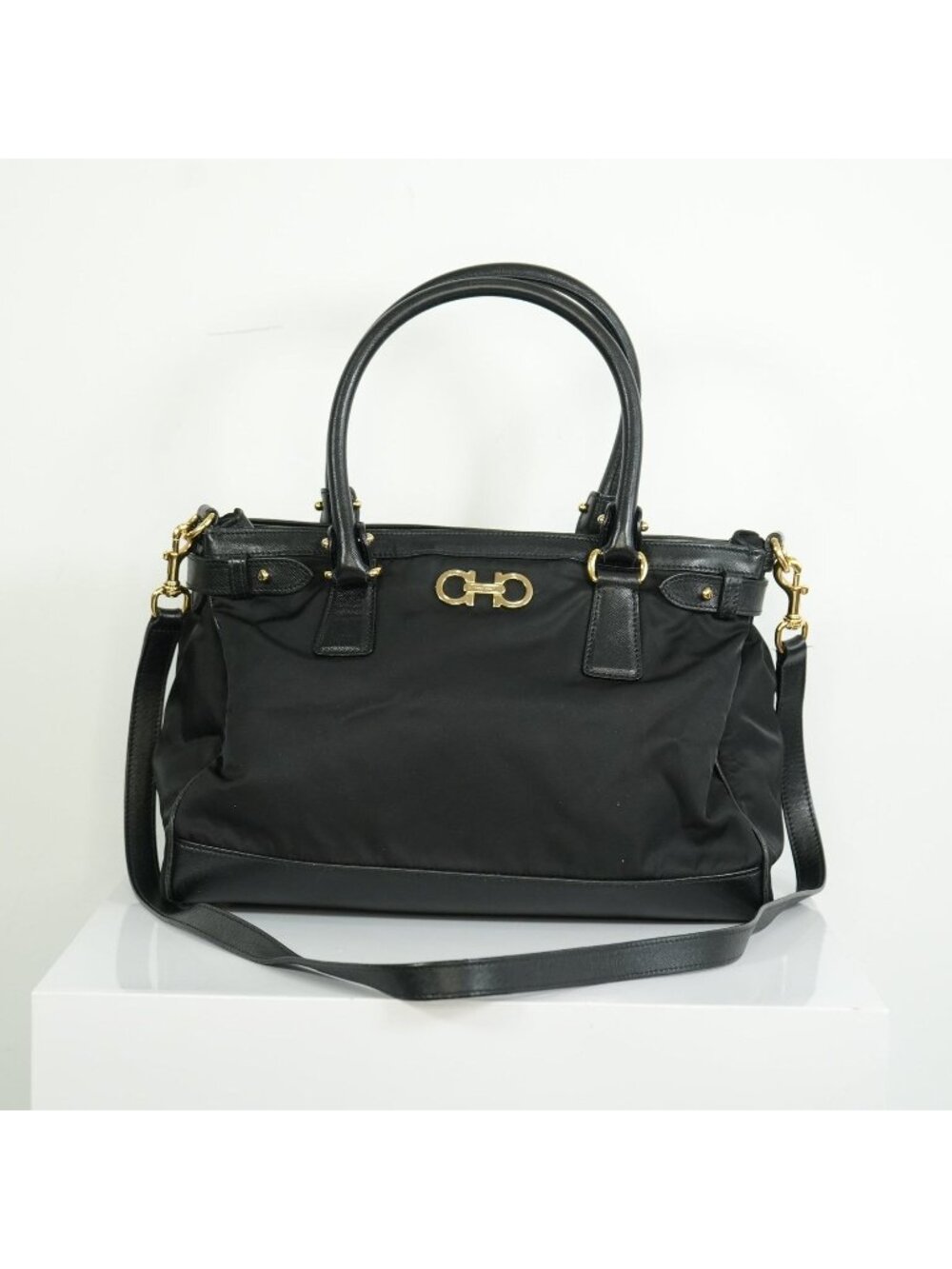 Salvatore Ferragamo Gancini Nylon Two-way Bag